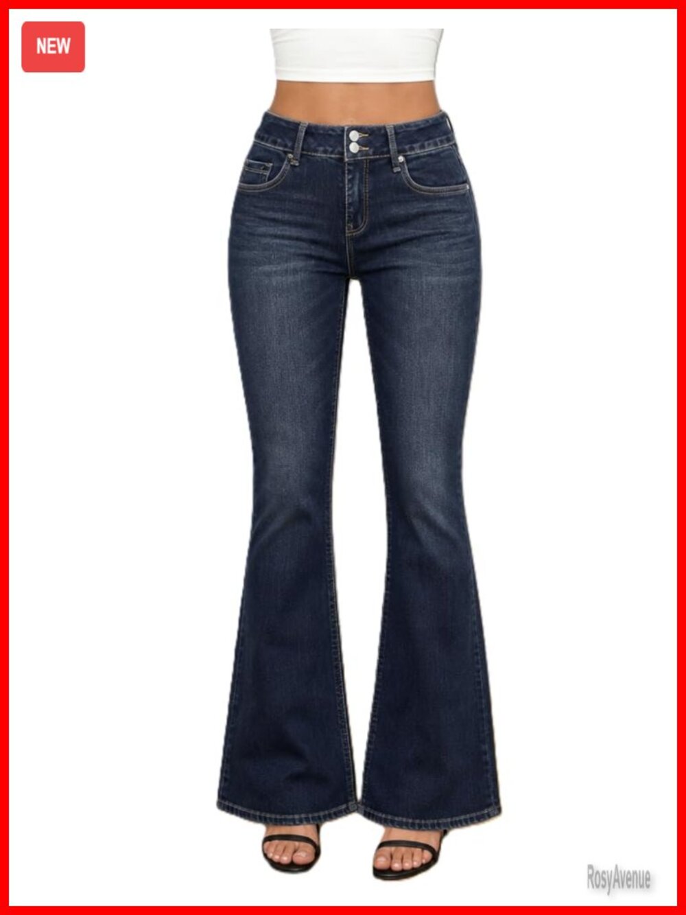 Mid-Low Rise Flare Jeans Stretch Denim Boot Cut Wide Leg Y2K Women's